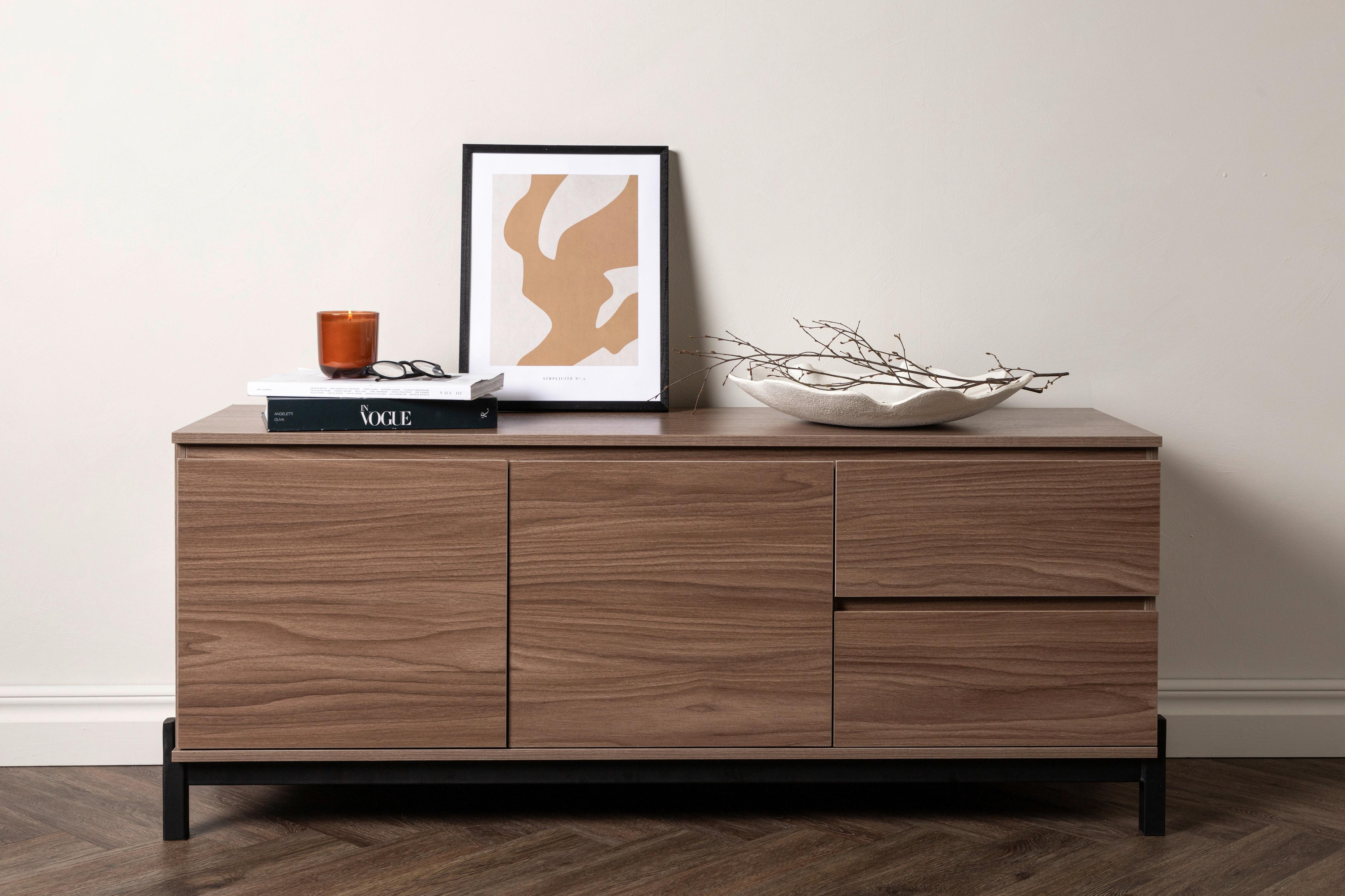 Sideboard Corpus - Nussbaumfarben/Schwarz, Design, Holz/Holzwerkstoff (135/56/40cm) - Livetastic