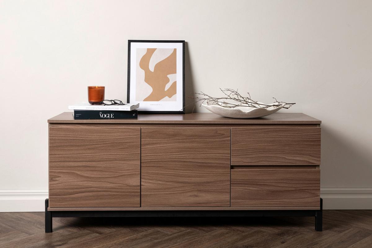Sideboard Corpus - Nussbaumfarben/Schwarz, Design, Holz/Holzwerkstoff (135/56/40cm) - Livetastic