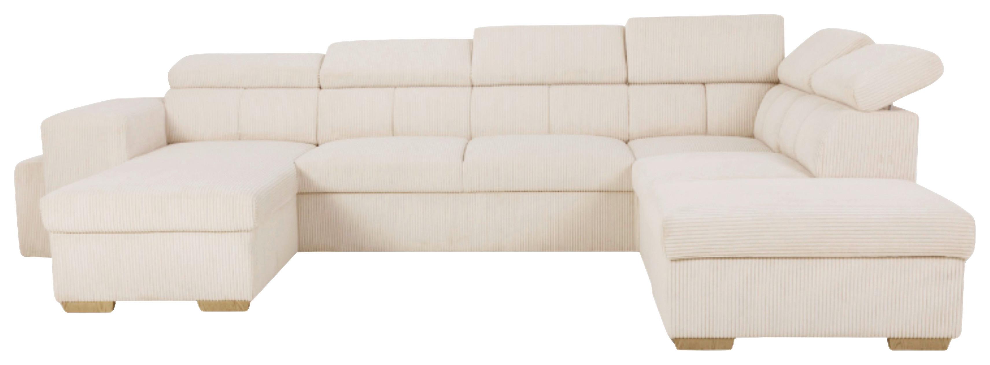 Schlafsofa mit Bettkasten Sirius XL, creme, 219x334cm - Eichefarben/Creme, KONVENTIONELL, Holz/Holzwerkstoff