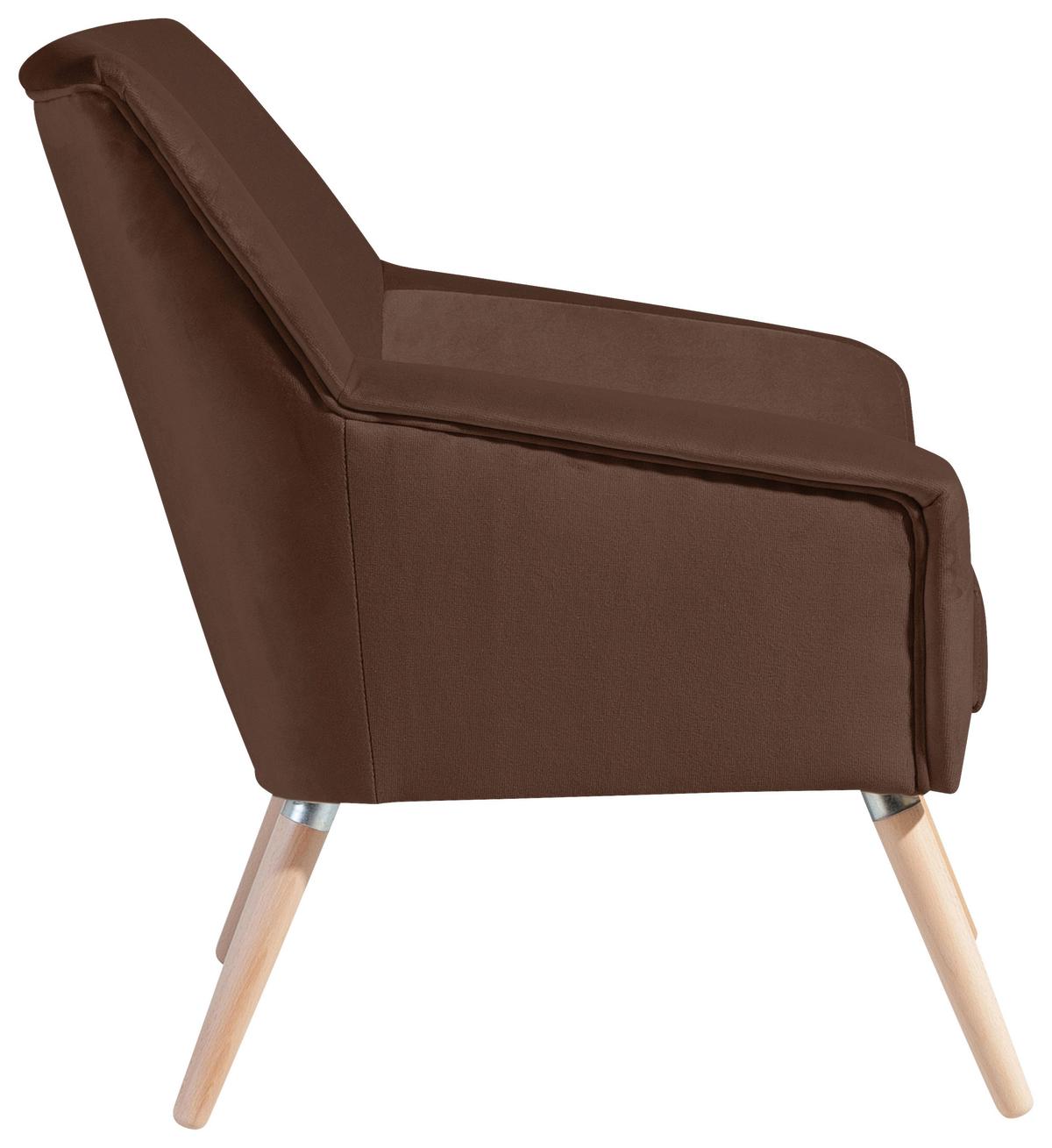 Polstersessel Mit Armlehnen Alegro Samt Braun - Buchefarben/Braun, Design, Textil (67/81/71cm) - Max Winzer