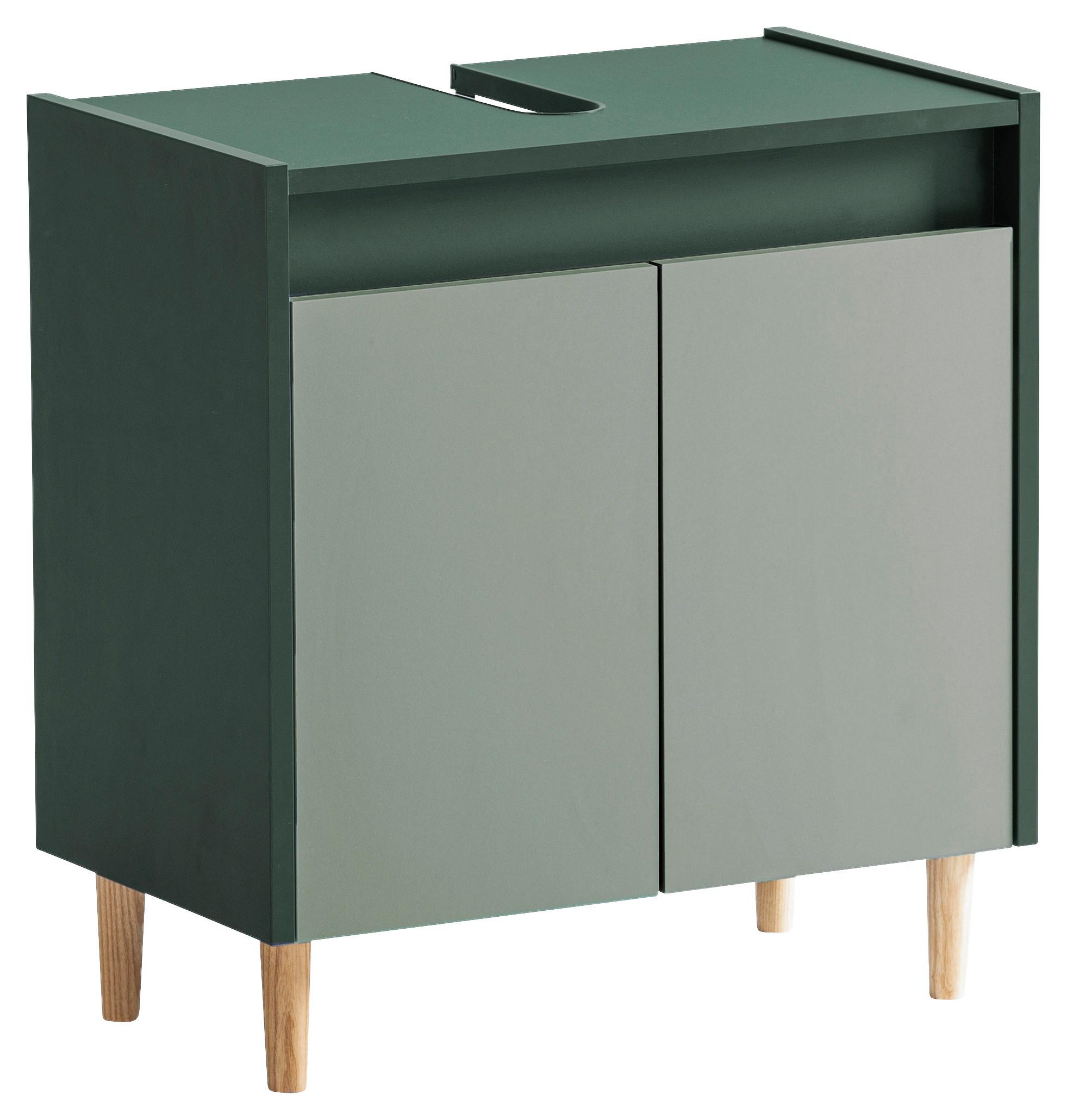 Waschbeckenunterschrank Lovis Wbu 570 - Dunkelgrün/Eschefarben, MODERN, Holzwerkstoff (56,9/60,1/33,0cm) - MID.YOU