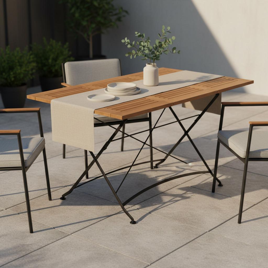 Gartentisch Ausziehbar Schlossgarten Eukalytusholz - Schwarz/Naturfarben, ROMANTIK / LANDHAUS, Holz/Metall (100-150/90/74cm) - Gardenson