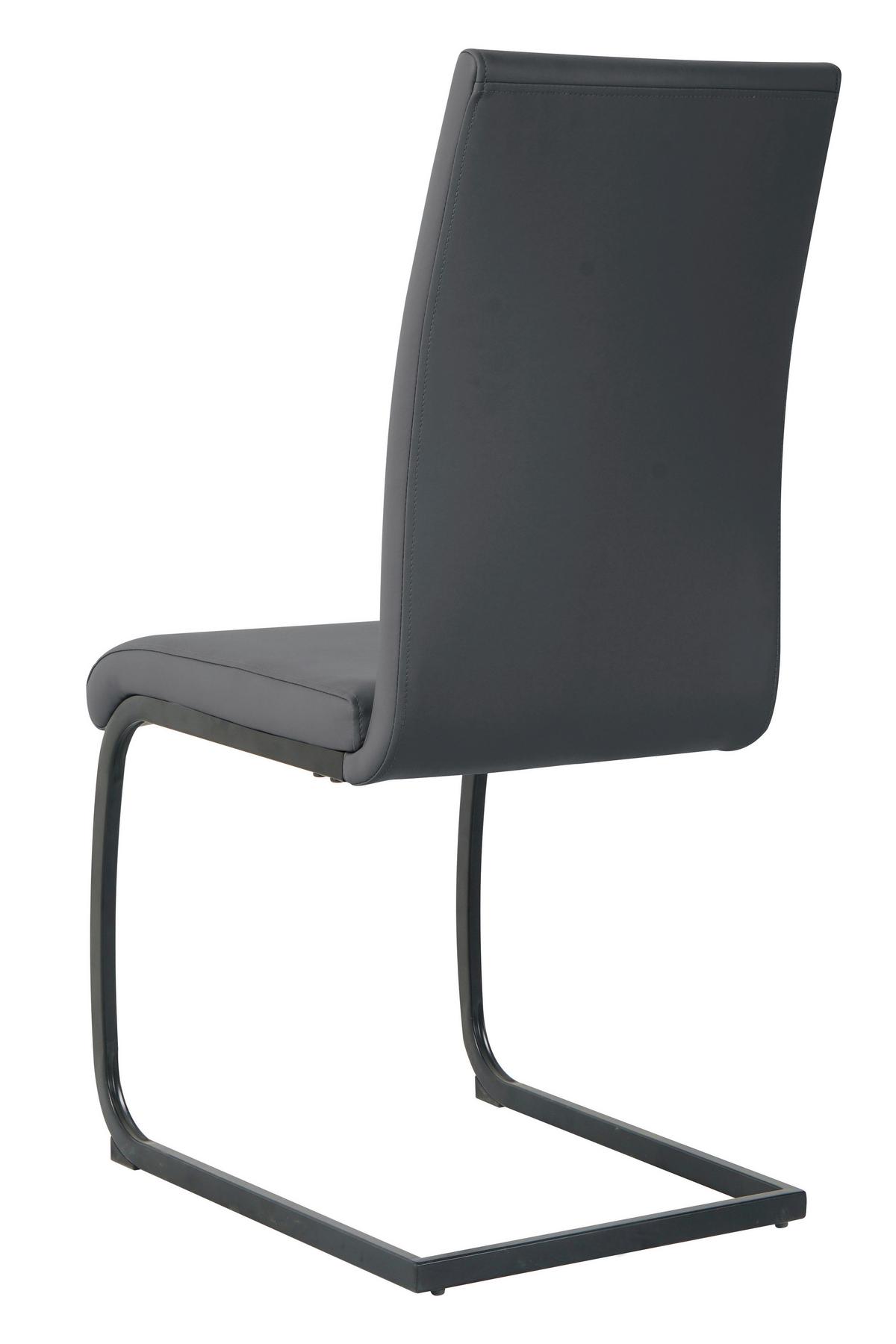 Stuhl-set Lederlook Grau, B: 42cm - Schwarz/Grau, Design, Kunststoff/Textil (42/97/59cm) - Livetastic