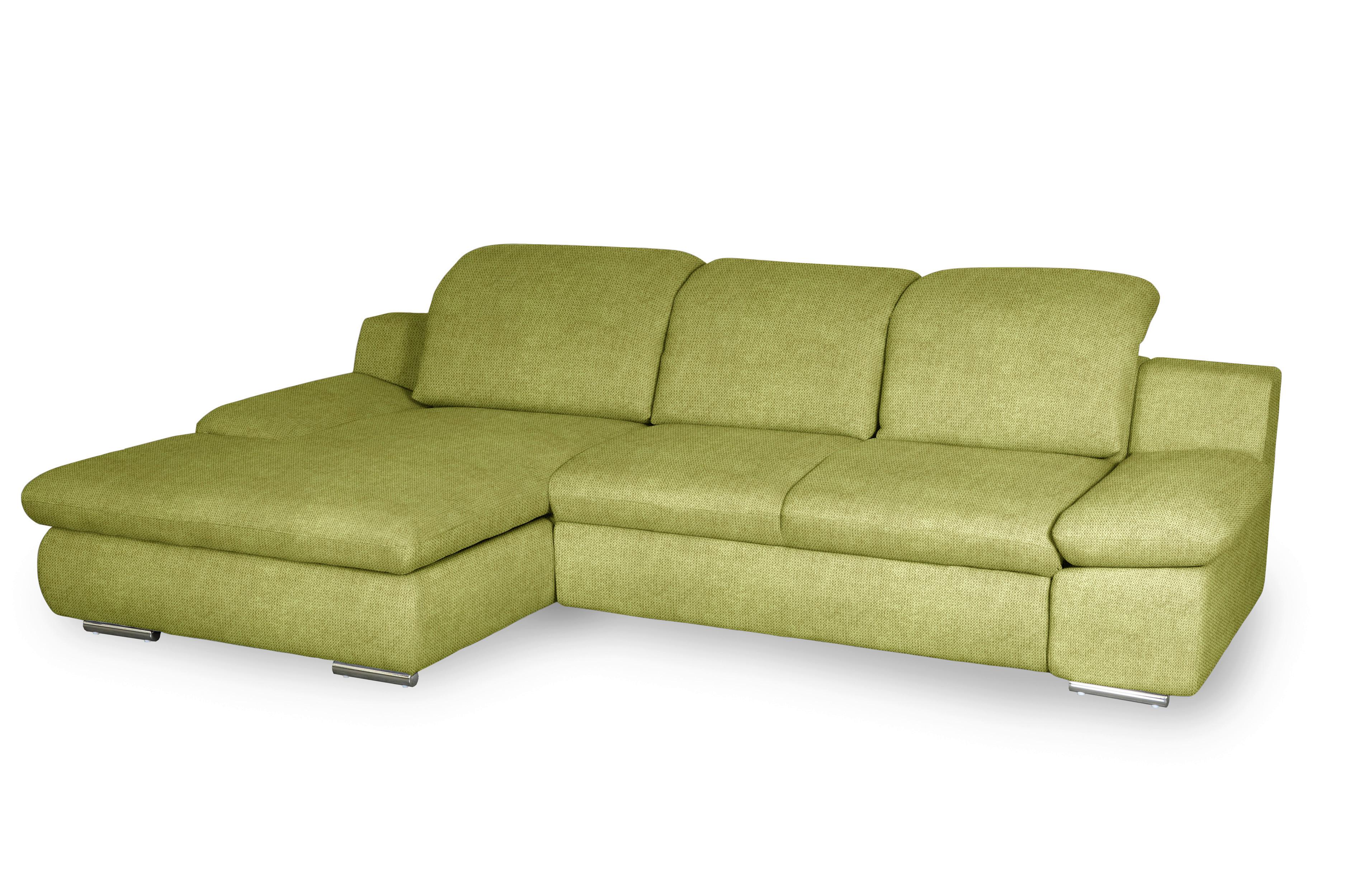 Ecksofa Isona Grün Chenille - Chromfarben/Grün, Design, Textil (165/286cm) - Livetastic