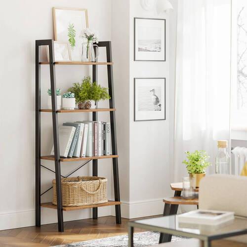 Regál IRON - hnedá/čierna, Basics, kompozitné drevo (56/137,5/34cm) - Boxxx