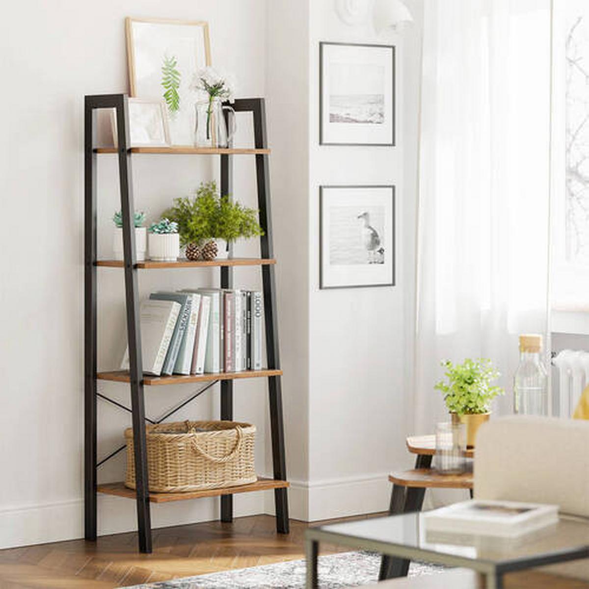 Regál IRON - hnedá/čierna, Basics, kompozitné drevo (56/137,5/34cm) - Boxxx