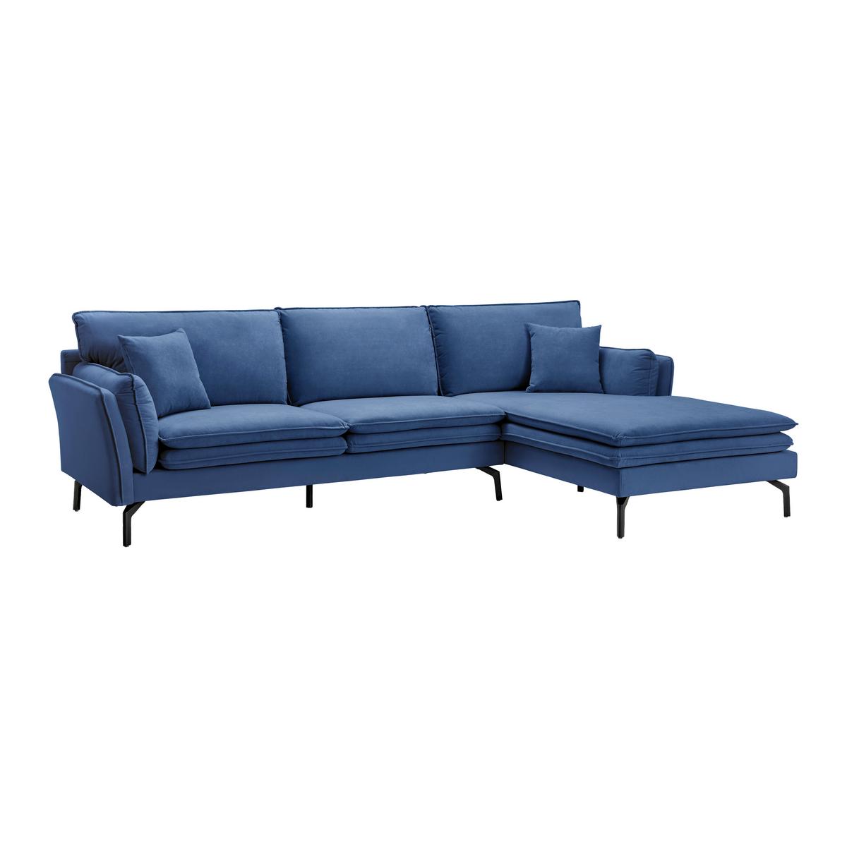 Sedací souprava LANI tmavě modrá - černá/tmavě modrá, Moderní, kov/dřevo (296/86/170cm) - Bessagi Home