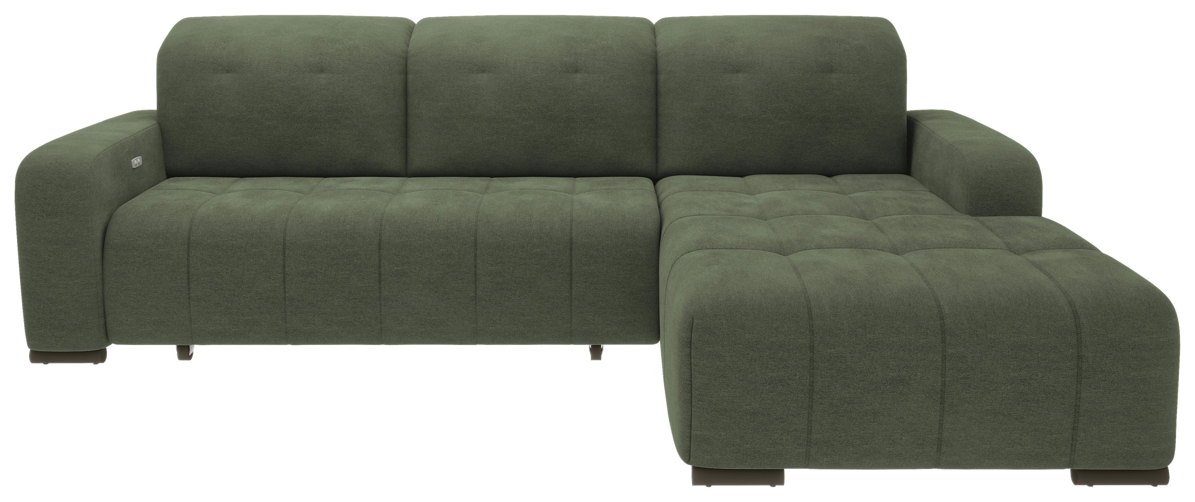Ecksofa Vicari Dunkelgrün S: 185x292cm - Dunkelgrün/Schwarz, MODERN, Textil (185/292cm) - Livetastic