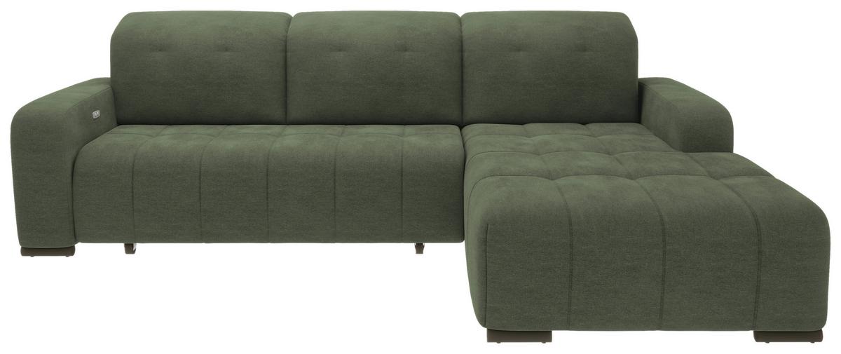 Ecksofa Vicari Dunkelgrün S: 185x292cm - Dunkelgrün/Schwarz, MODERN, Textil (185/292cm) - Livetastic
