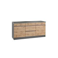 Küchenunterschrank Turin 180 cm Graphitfarben/Eiche - Eiche Wotan/Graphitfarben, Design, Holzwerkstoff (180/86/60cm) - Held