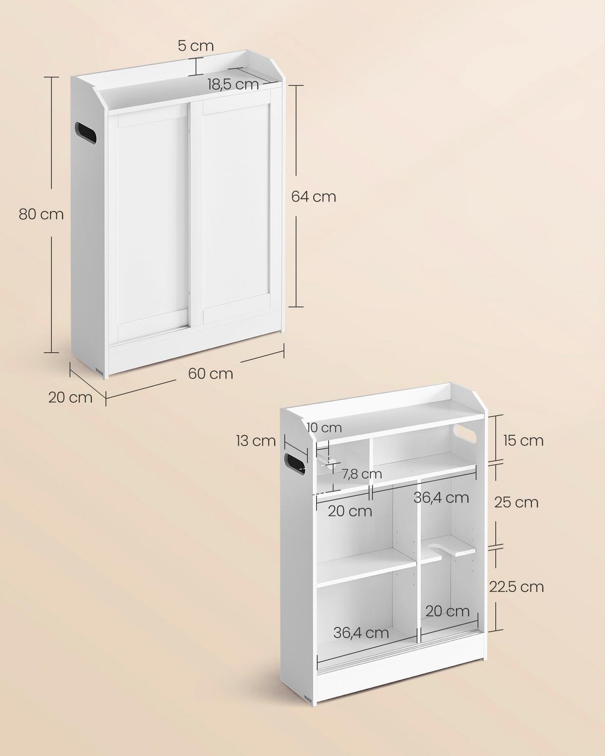 Midischrank Bathroom Cabinet - Weiß, MODERN, Holzwerkstoff/Metall (60/80/20cm) - MID.YOU