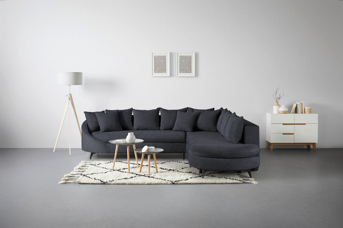 Rohová sedačka AXEL, pravá, tmavě šedá tkanina - černá/tmavě šedá, Moderní, kov/textil (291/250cm) - Mömax