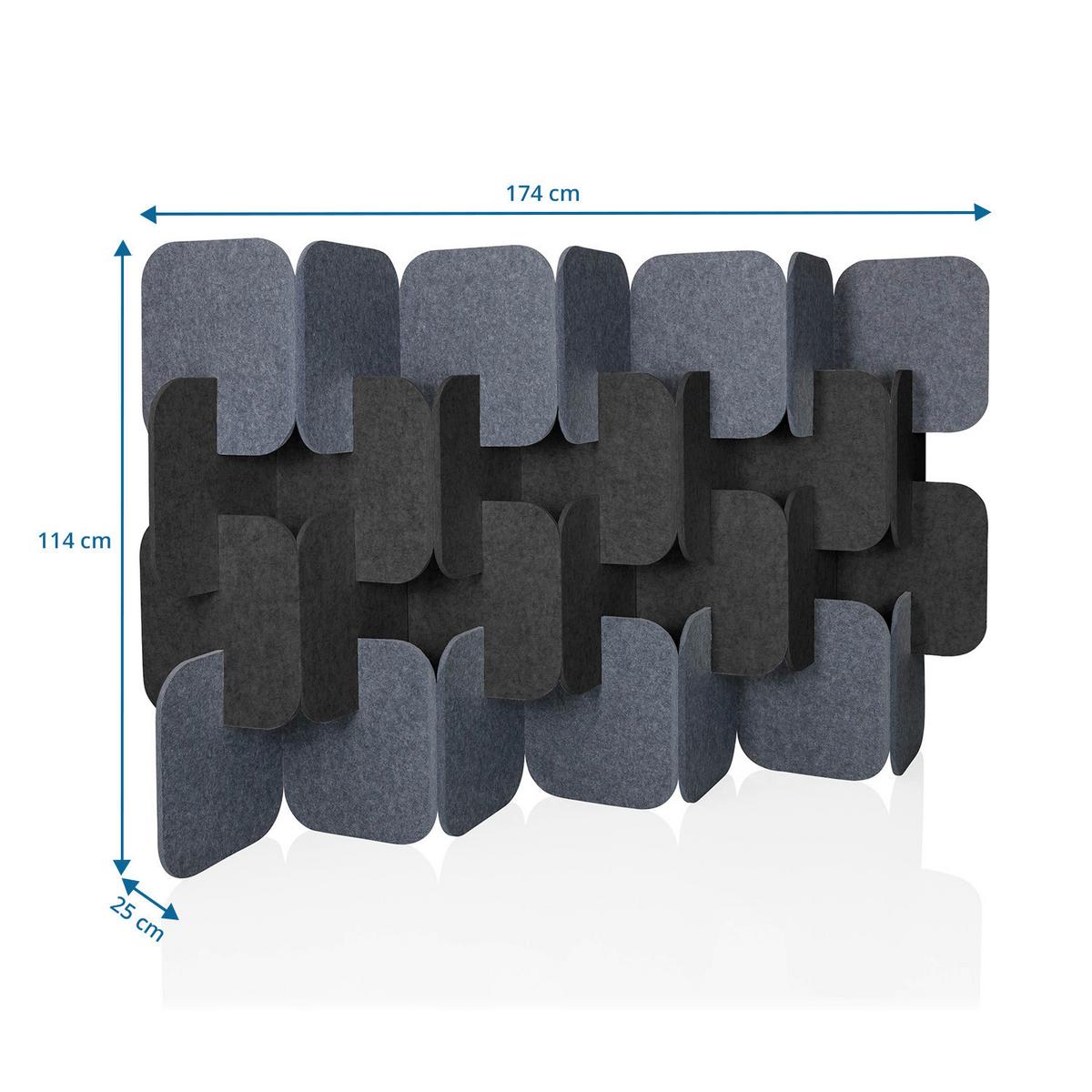 Trennwand Fleximut Plug Grau/Dunkelgrau B: 174 cm - Dunkelgrau/Grau, Basics, Textil (174/114/25cm) - MID.YOU