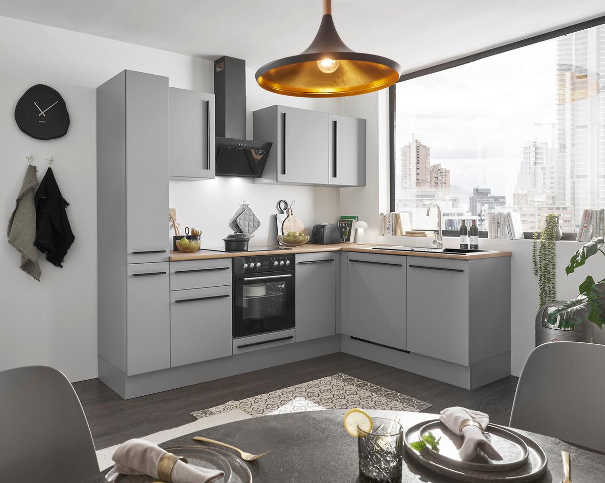 Eckküche Denver Grau/Eiche Dekor 250x175 cm - Eichefarben/Grau, Design, Holzwerkstoff (250/175cm) - MID.YOU