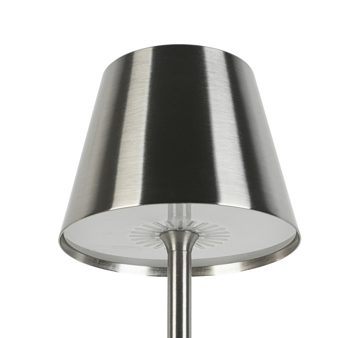 NABÍJATEĽNÁ STOLNÁ LAMPA MUSI - biela/niklová, Modern, kov/plast (12/30cm) - Mömax