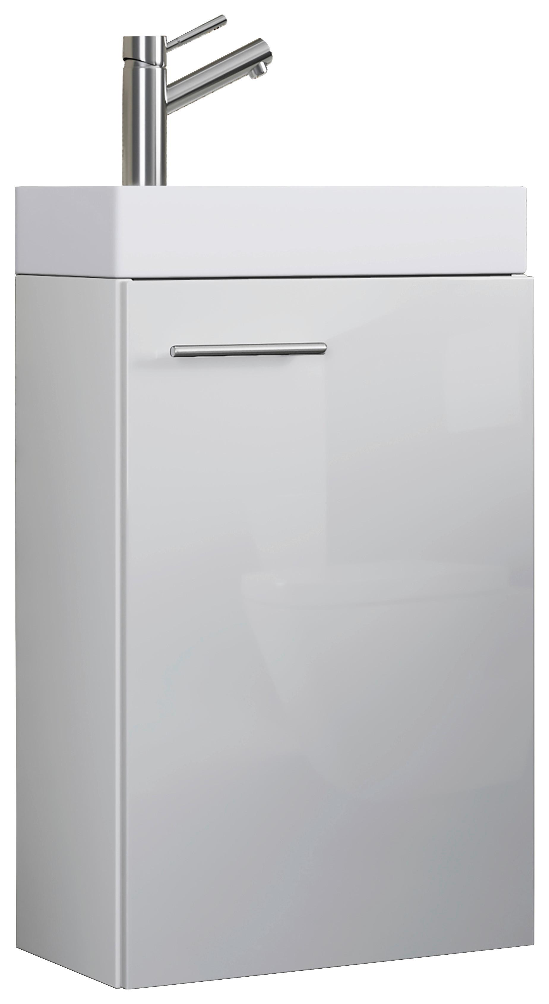 Waschbecken mit Unterschrank Slito B: 40,5 cm Weiß - Weiß, MODERN, Keramik/Holzwerkstoff (40,5cm) - MID.YOU