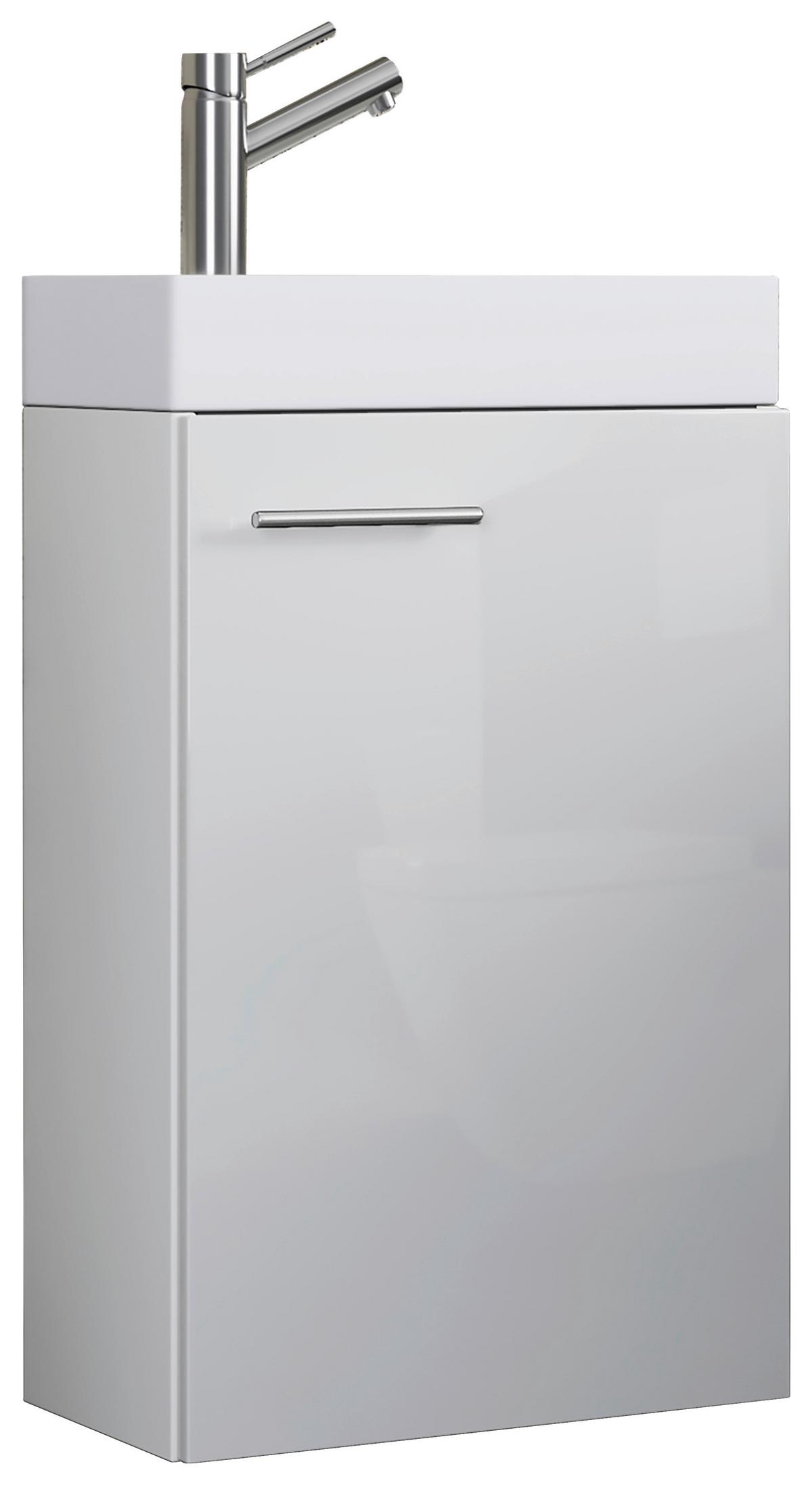 Waschbecken mit Unterschrank Slito B: 40,5 cm Weiß - Weiß, MODERN, Keramik/Holzwerkstoff (40,5cm) - MID.YOU