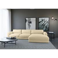 Ecksofa Bourbon, Creme S: 303x176 cm - Creme/Schwarz, MODERN, Textil (303/176cm) - Trendmanufaktur