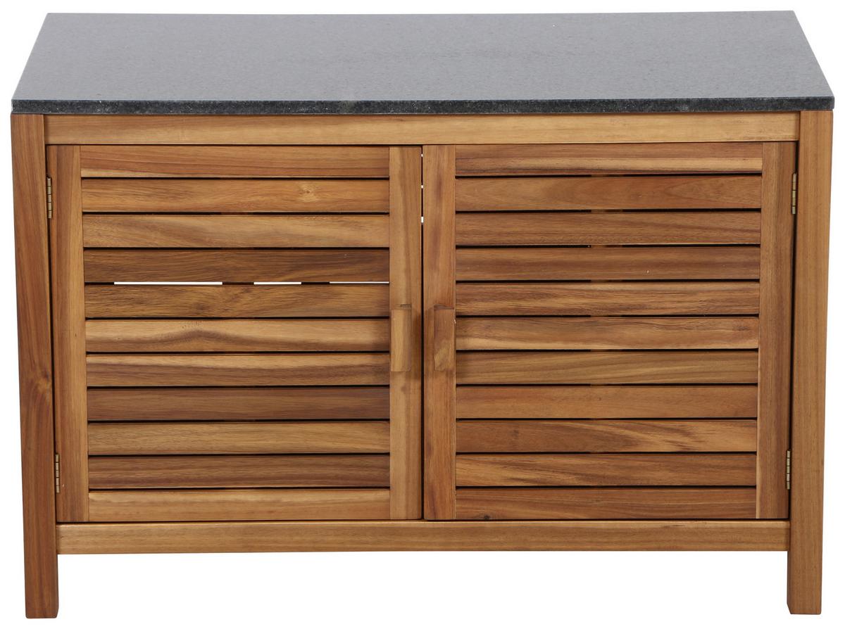 Outdoorküche L19600 - Schwarz/Akaziefarben, MODERN, Holz/Stein (100/67/50cm) - Siena Garden