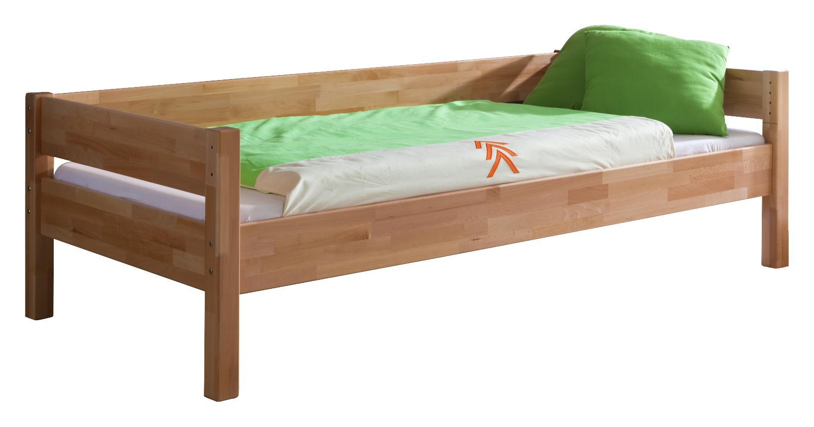 Kinder-/Juniorbett Nik 90x200 cm Buche Massiv - Naturfarben, Design, Holz (90/200cm)