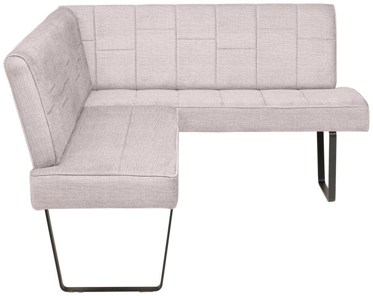 Eckbank Tilos Samt Hellgrau, S: 190 X150cm - Hellgrau/Schwarz, KONVENTIONELL, Textil/Metall (190/150cm) - MID.YOU