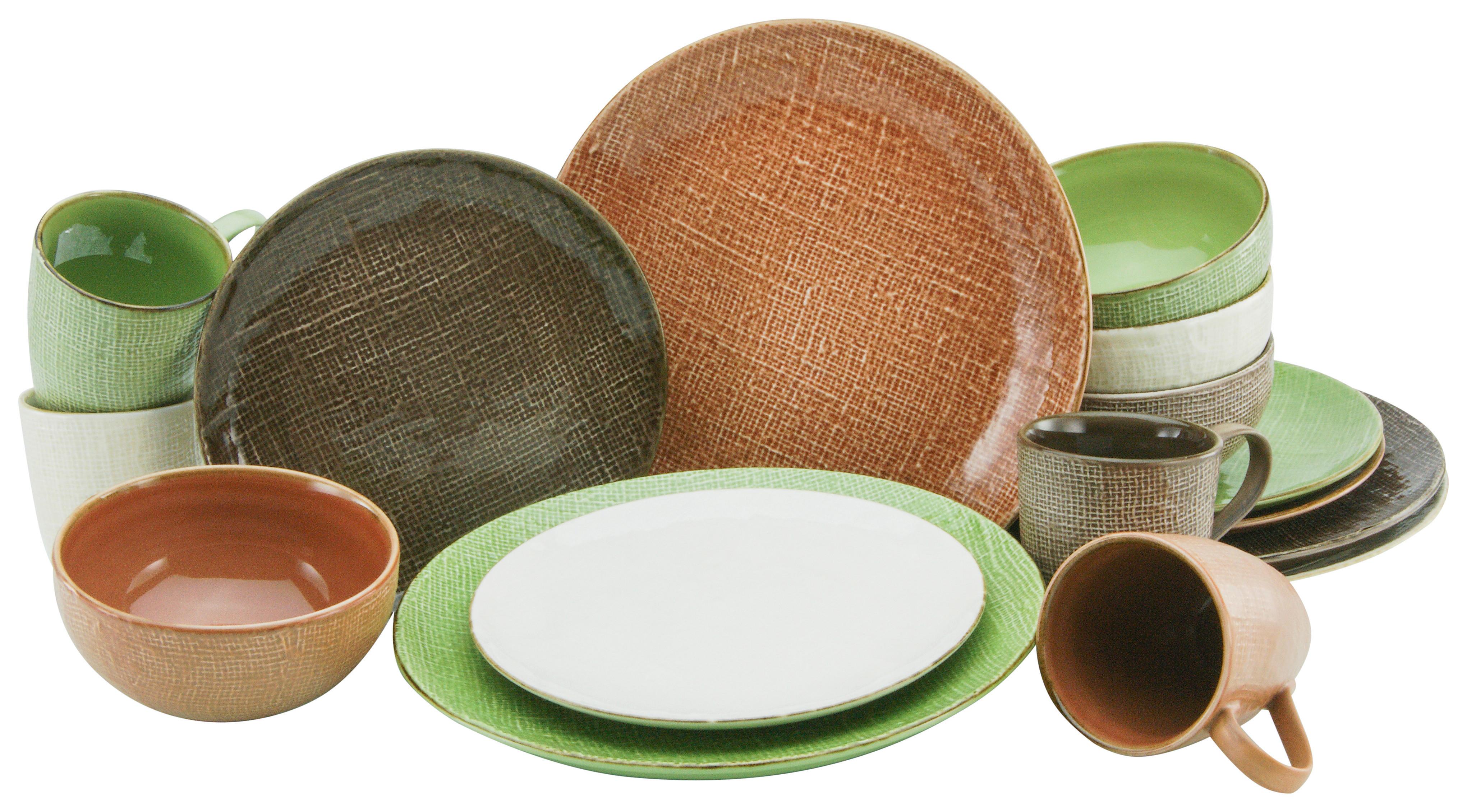 Kombiservice Keramik 4 Personen Geschirr Set - Creme/Braun, LIFESTYLE, Keramik (34/31,5/33cm) - Creatable