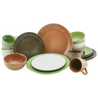 Kombiservice Keramik 4 Personen Geschirr Set - Creme/Braun, LIFESTYLE, Keramik (34/31,5/33cm) - Creatable