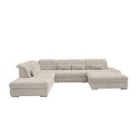 Wohnlandschaft Dalida Beige U: 254x376x195 Cm - Chromfarben/Beige, Design, Textil (254/376/195cm) - Livetastic