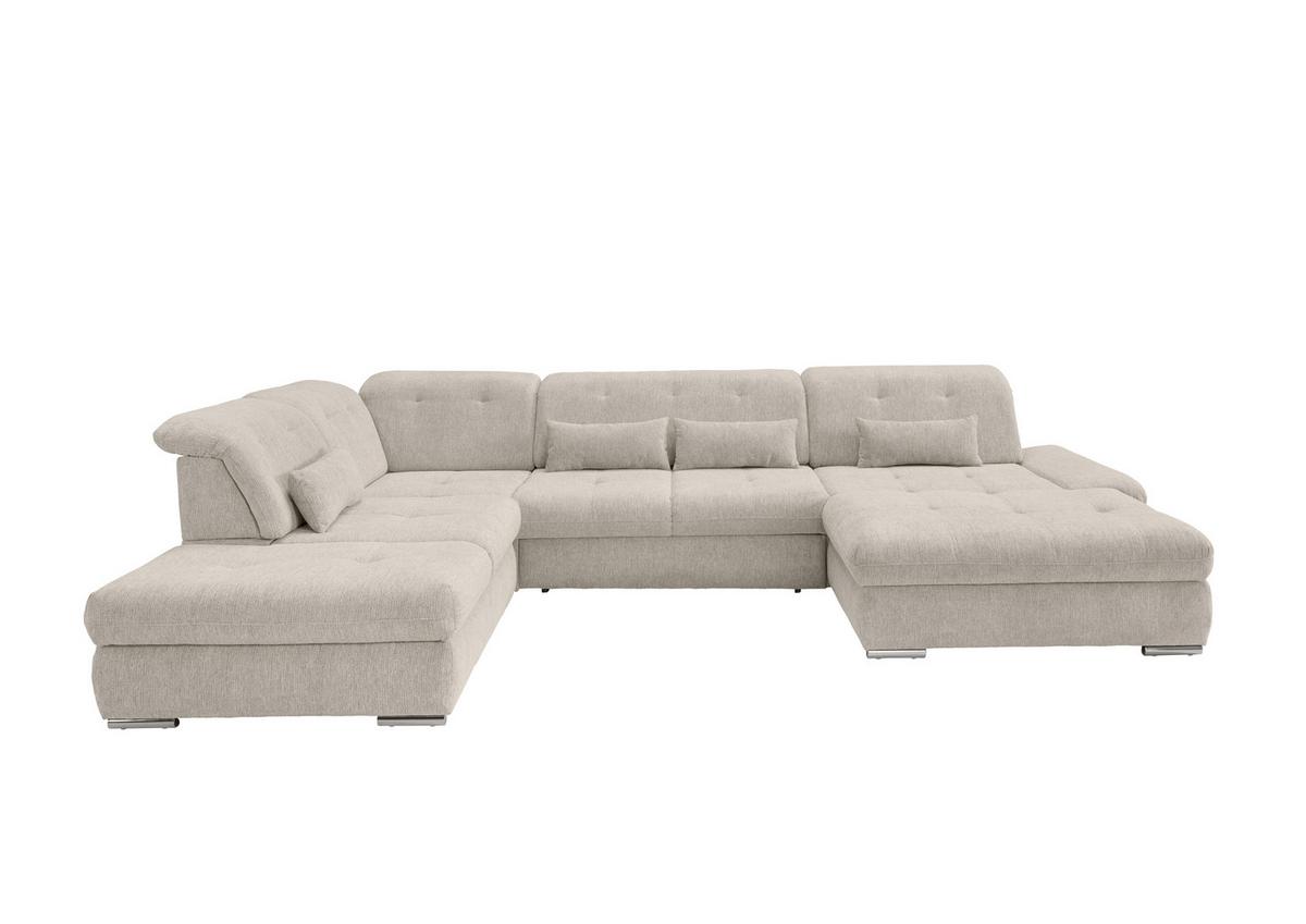 Wohnlandschaft Dalida Beige U: 254x376x195 Cm - Chromfarben/Beige, Design, Textil (254/376/195cm) - Livetastic