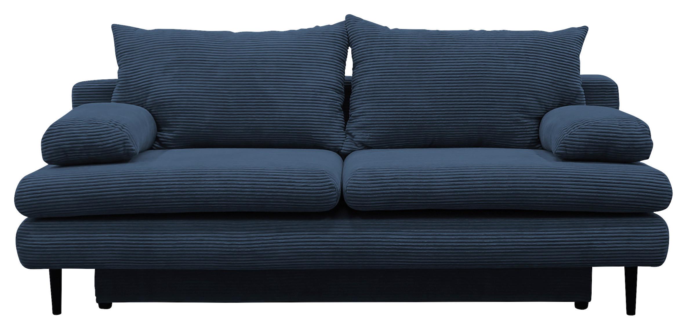 2-sitzer-sofa Mit Schlaffunkt. Fiore Und Bettkasten Blau - Schwarz/Dunkelblau, Design, Textil (202/85/99cm) - P & B