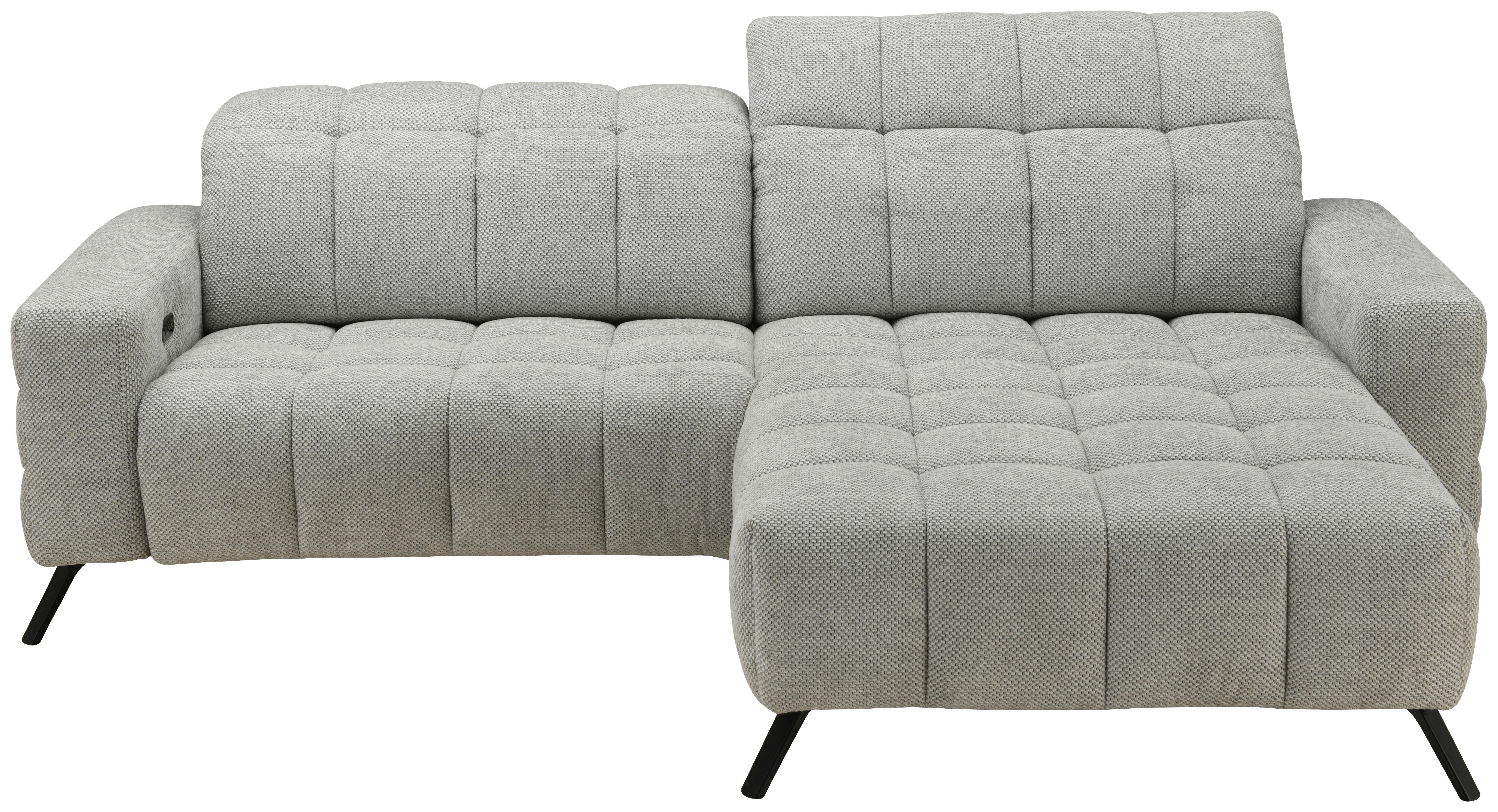 Ecksofa Milano Microfaser Hellgrau, B: 256 Cm - Hellgrau/Schwarz, MODERN, Holz/Textil (256/106cm) - Luca Bessoni