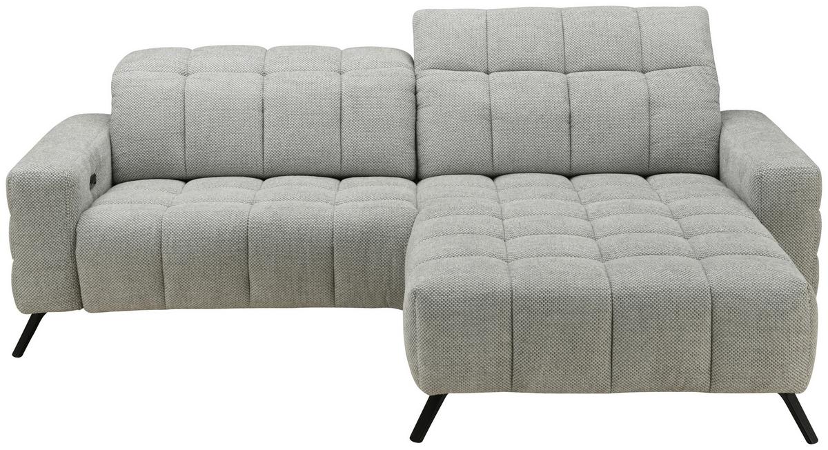 Ecksofa Milano Microfaser Hellgrau, B: 256 Cm - Hellgrau/Schwarz, MODERN, Holz/Textil (256/106cm) - Luca Bessoni