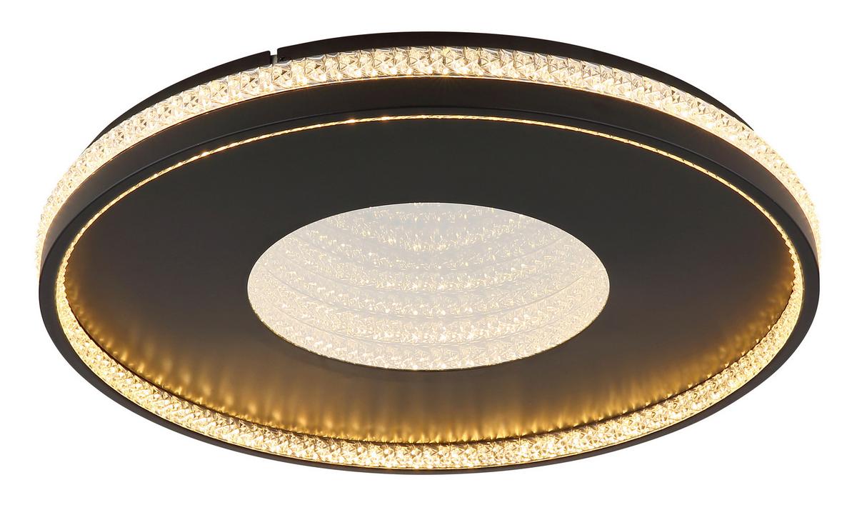 Led-deckenleuchte Waltraud Klar Schwarz D: 50 Cm - Klar/Schwarz, Trend, Kunststoff/Metall (50/6,5cm)
