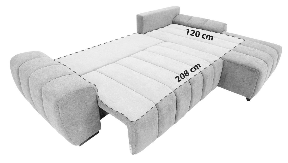 Ecksofa M Schlaffunktion Barca + Kissen Blau 275x180 Cm - Blau/Schwarz, KONVENTIONELL, Textil (275/180cm) - P & B