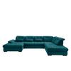 Wohnlandschaft mit Bettkasten Rigatti Petrol B: 387 cm - Petrol/Schwarz, MODERN, Textil (184/387/252cm) - Livetastic