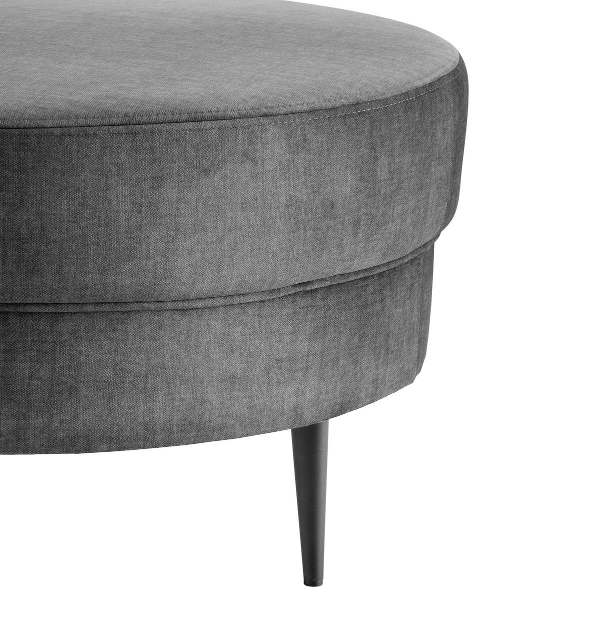 Ottomane Pistaccio Grau Velours, Rücken Echt B: 211 Cm - Schwarz/Grau, MODERN, Textil (211/85/101cm) - Livetastic