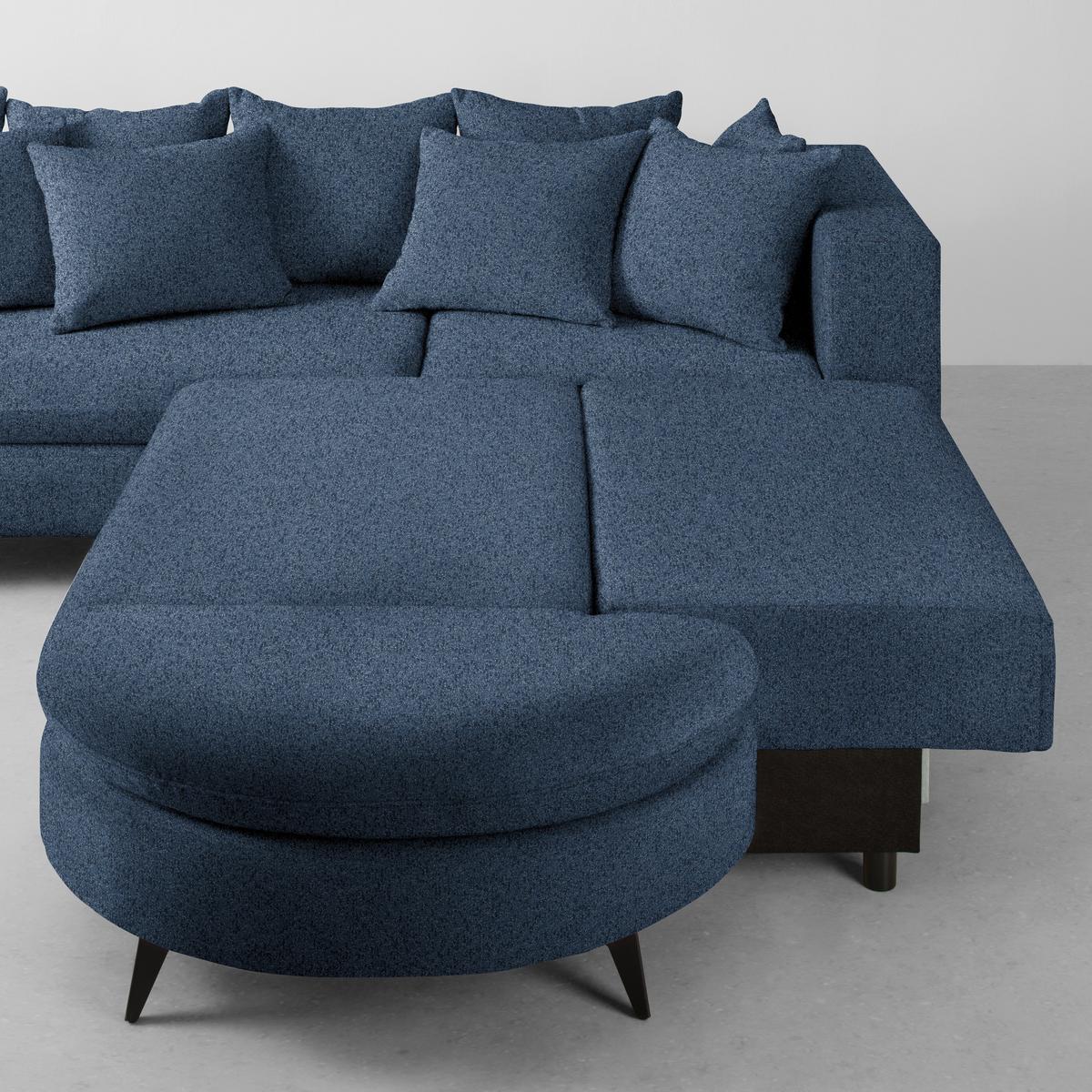 Rohová sedačka AXEL, pravá, tmavě modrá tkanina - černá/tmavě modrá, Moderní, kov/textil (291/250cm) - Mömax