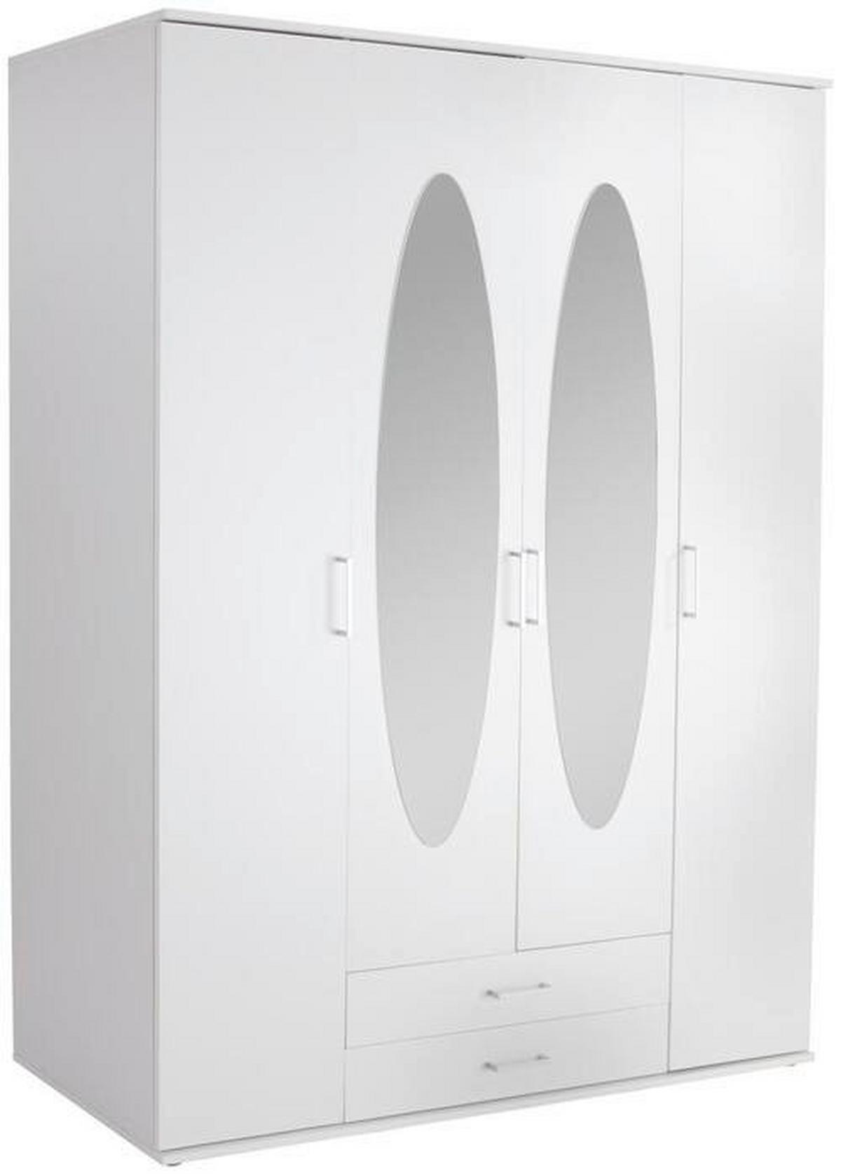 Drehtürenschrank Mit Spiegel 159 Cm Paul, Weiß - Weiß, Basics, Glas/Holzwerkstoff (159/196/54cm)