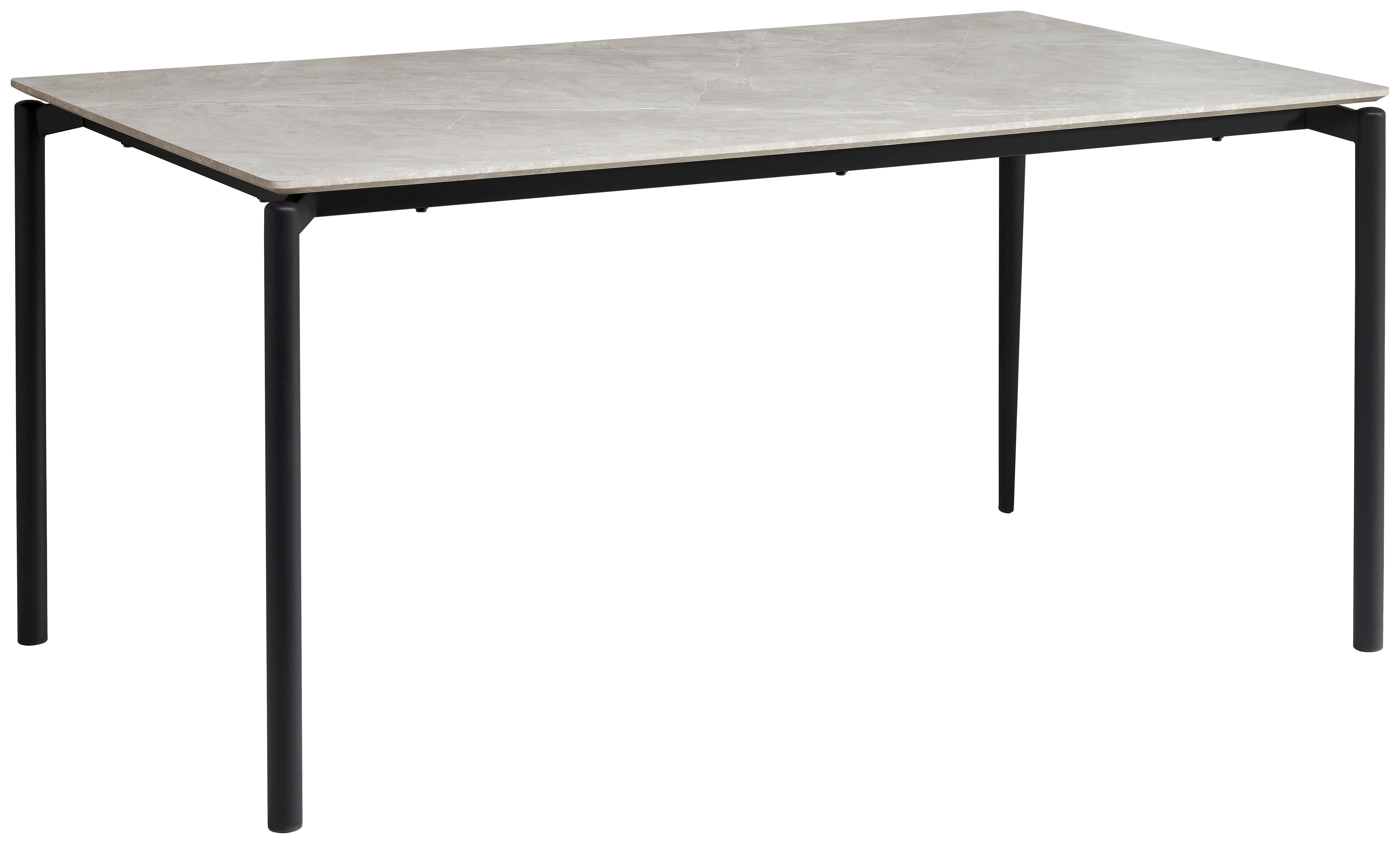 Esstisch Lean Mdf Grau, B: 160 cm - Schwarz/Grau, KONVENTIONELL, Holzwerkstoff/Metall (160/90/76cm) - P & B