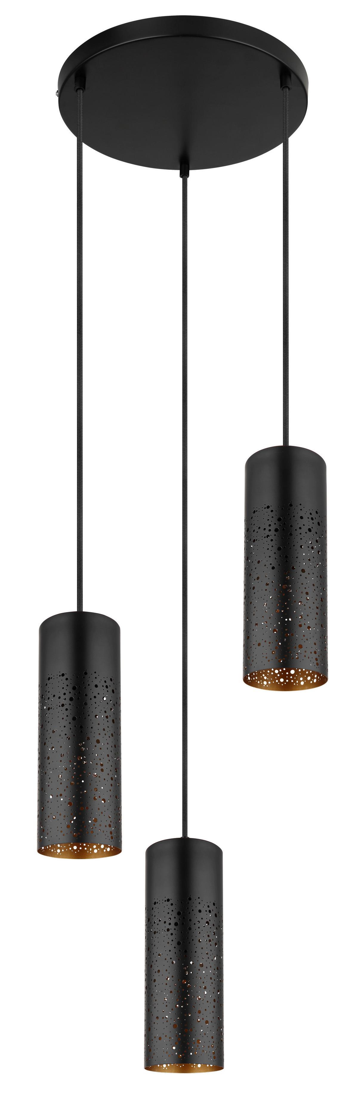 Függőlámpa 21005-3h - fekete/arany, Design, fém (34/150cm) - Globo