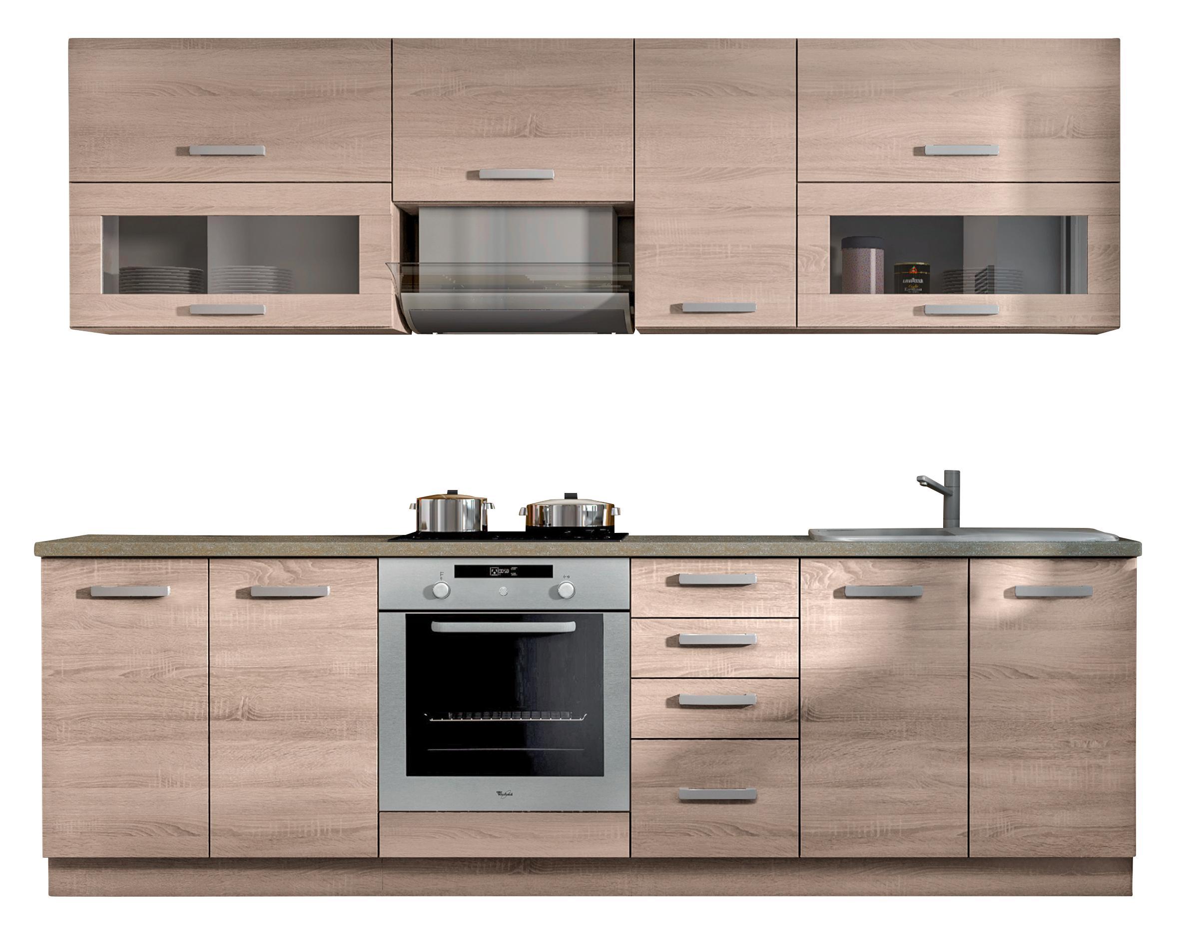 Konyhablokk Sonoma 260 - Sonoma tölgy, konvencionális, Faalapú anyag (260/214/60cm)