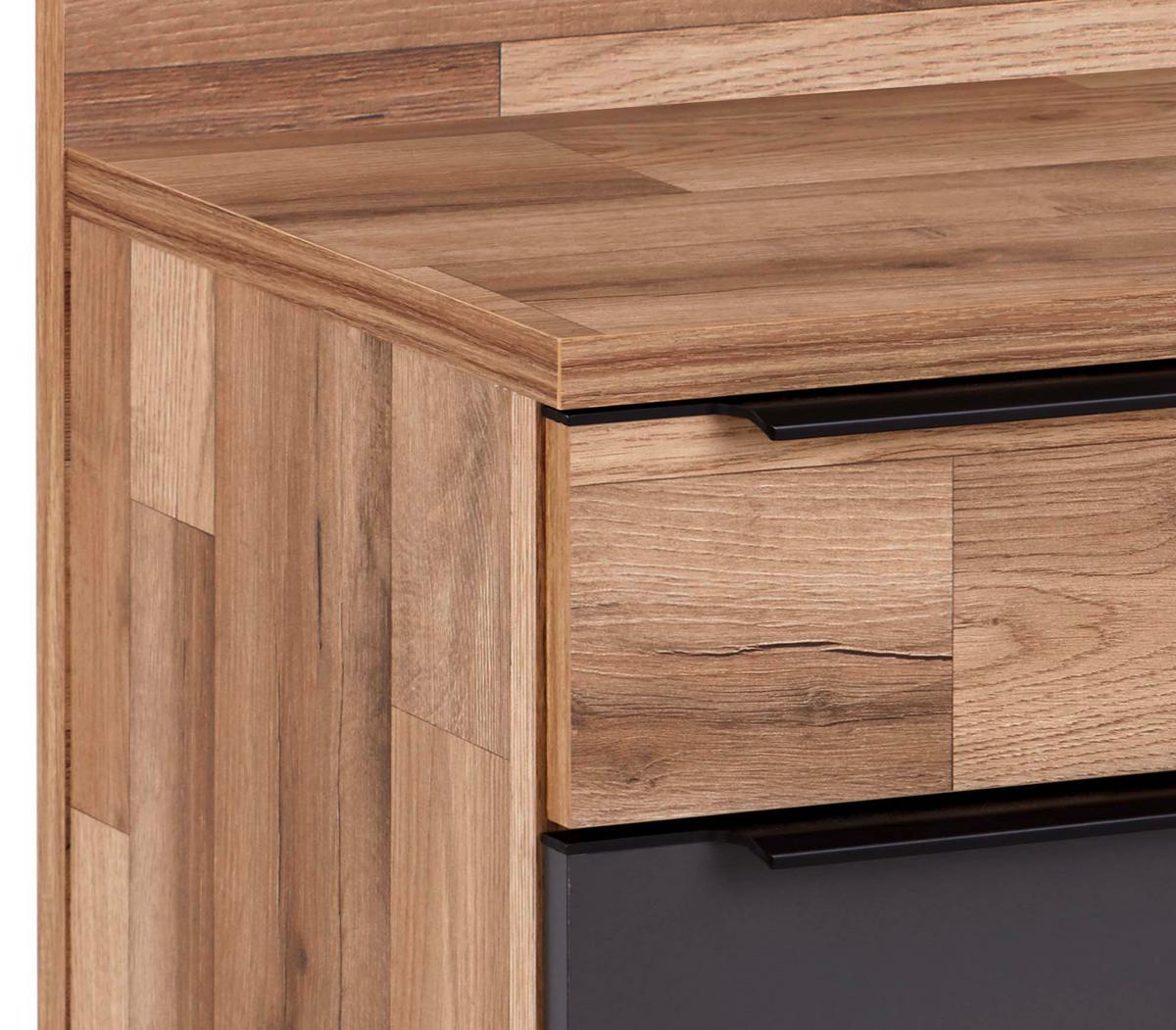 NOČNÍ STOLEK JAMES - barvy dubu/černá, Konvenční, kompozitní dřevo/plast (48/88,3/37,2cm) - James Wood