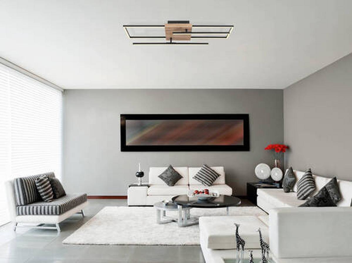 Led-deckenleuchte 67276-24 - Dunkelbraun/Opal, Design, Holzwerkstoff/Kunststoff (80/20/11,5cm) - Globo