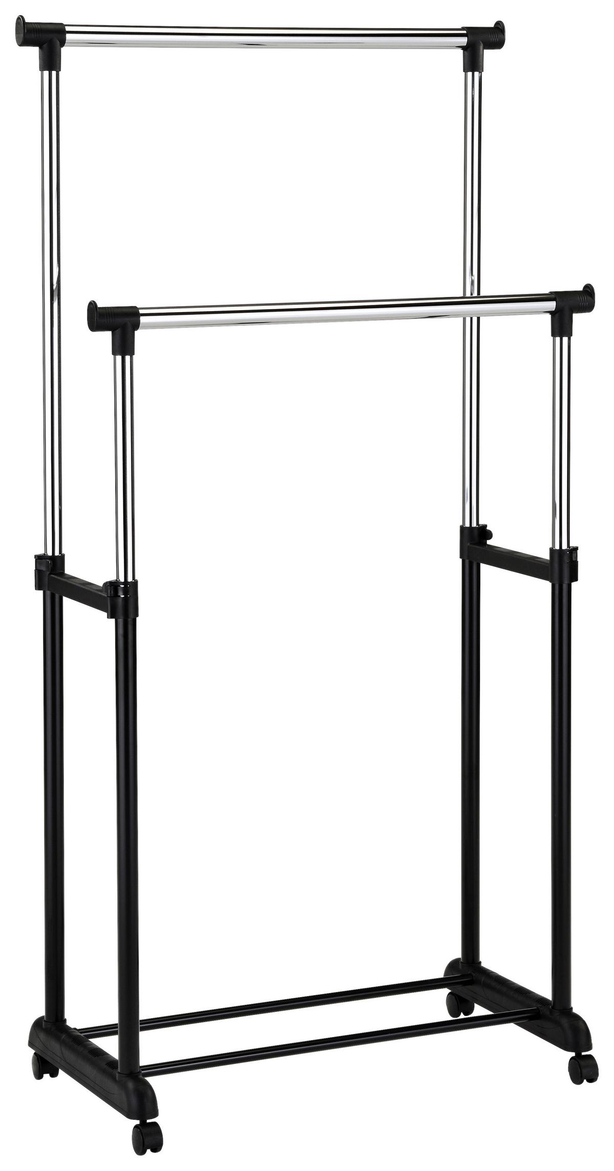 Kleiderwagen 84x94x44 Cm Höhenverstellbar - Chromfarben/Schwarz, MODERN, Kunststoff/Metall (84/94-168/44cm)