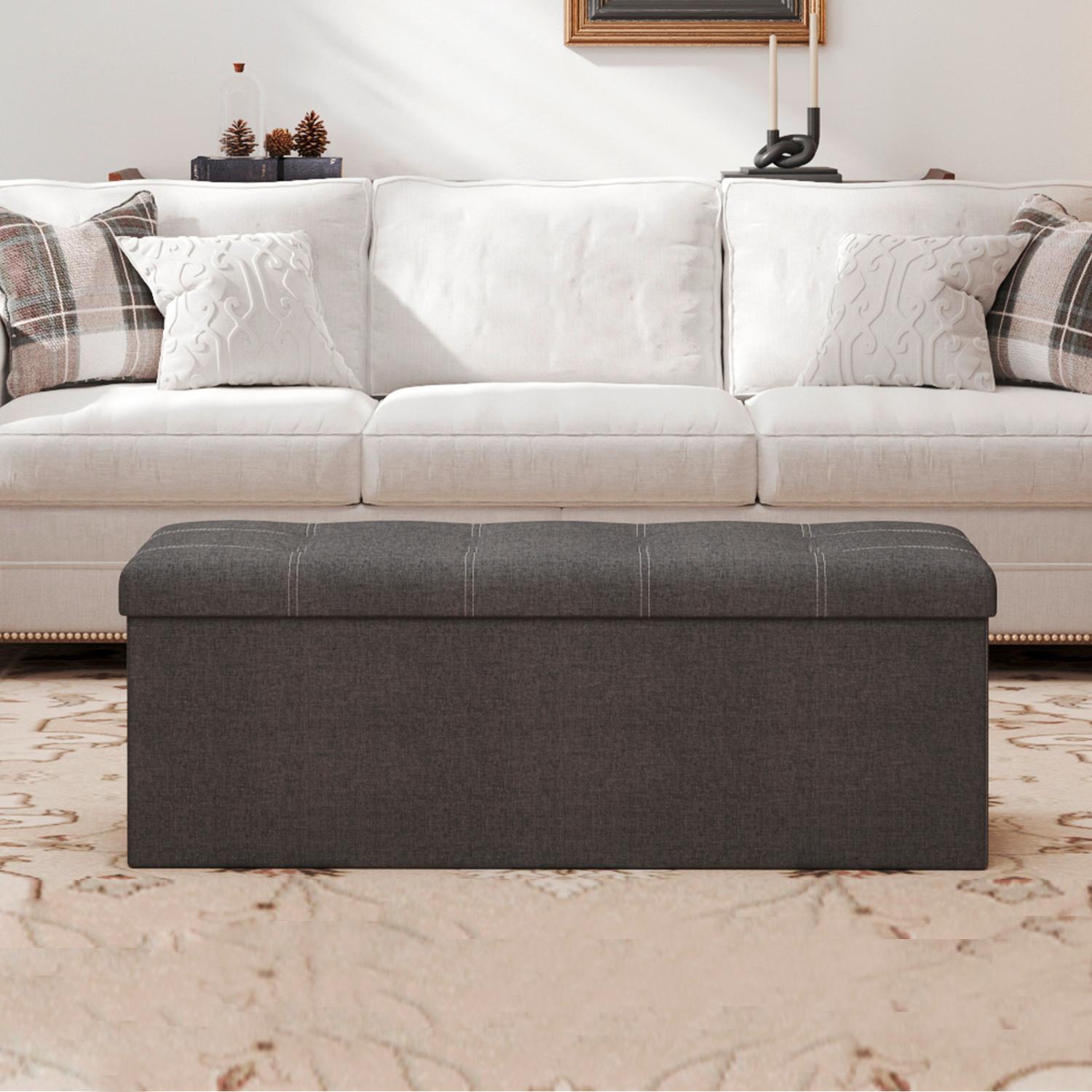 Sitzbox Grau B: 110 cm - Grau, Basics, Holzwerkstoff/Textil (110/38/38cm)
