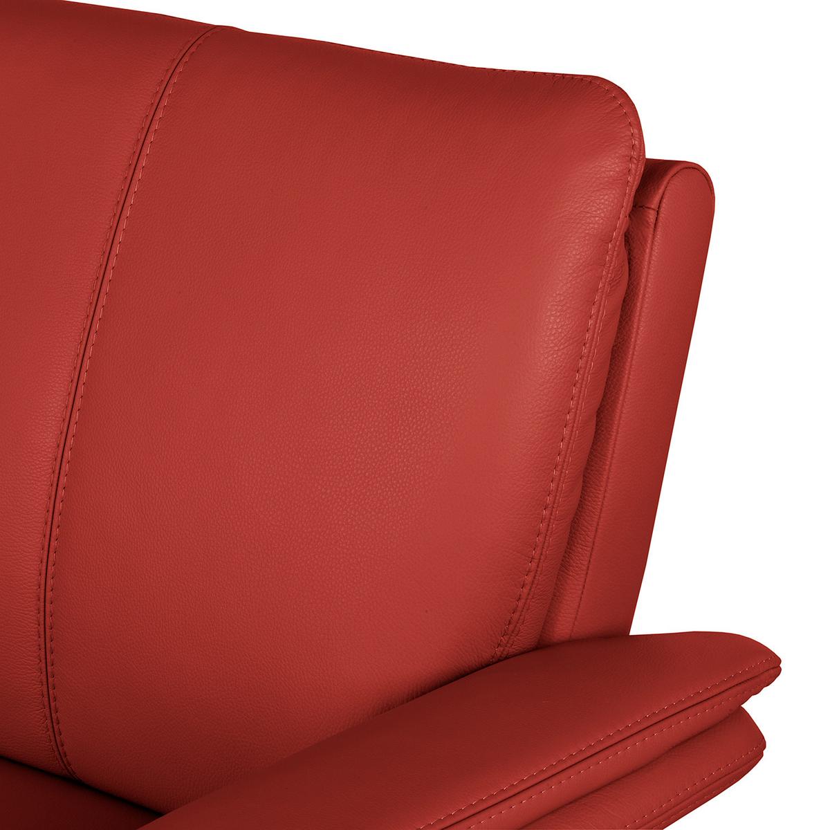 2-Sitzer-Sofa Comodo Echtleder Rot B: 164 cm - Silberfarben/Rot, Design, Leder (164/90/88cm) - Livetastic