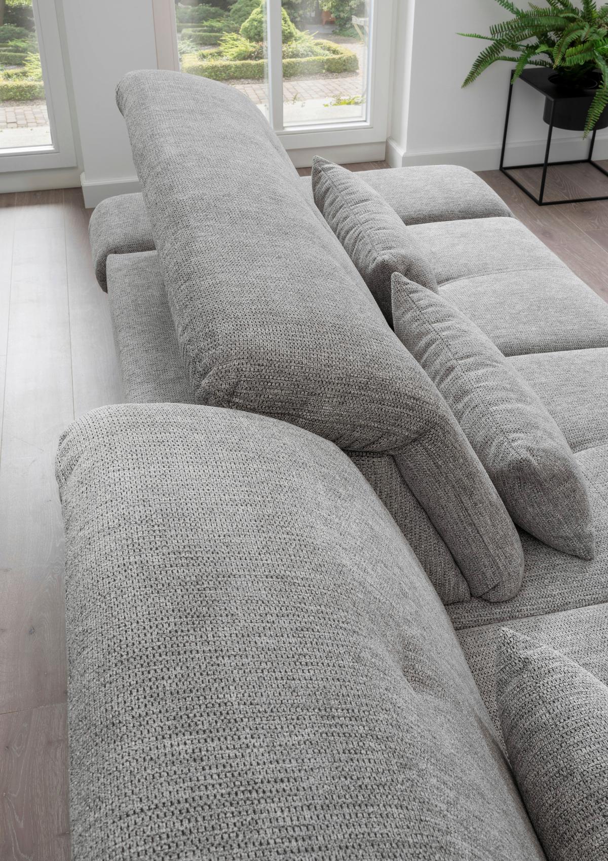 Ecksofa mit Schlaffunktion Dalida Silberfarben Chenille - Chromfarben/Silberfarben, Design, Textil (196/300cm) - Livetastic