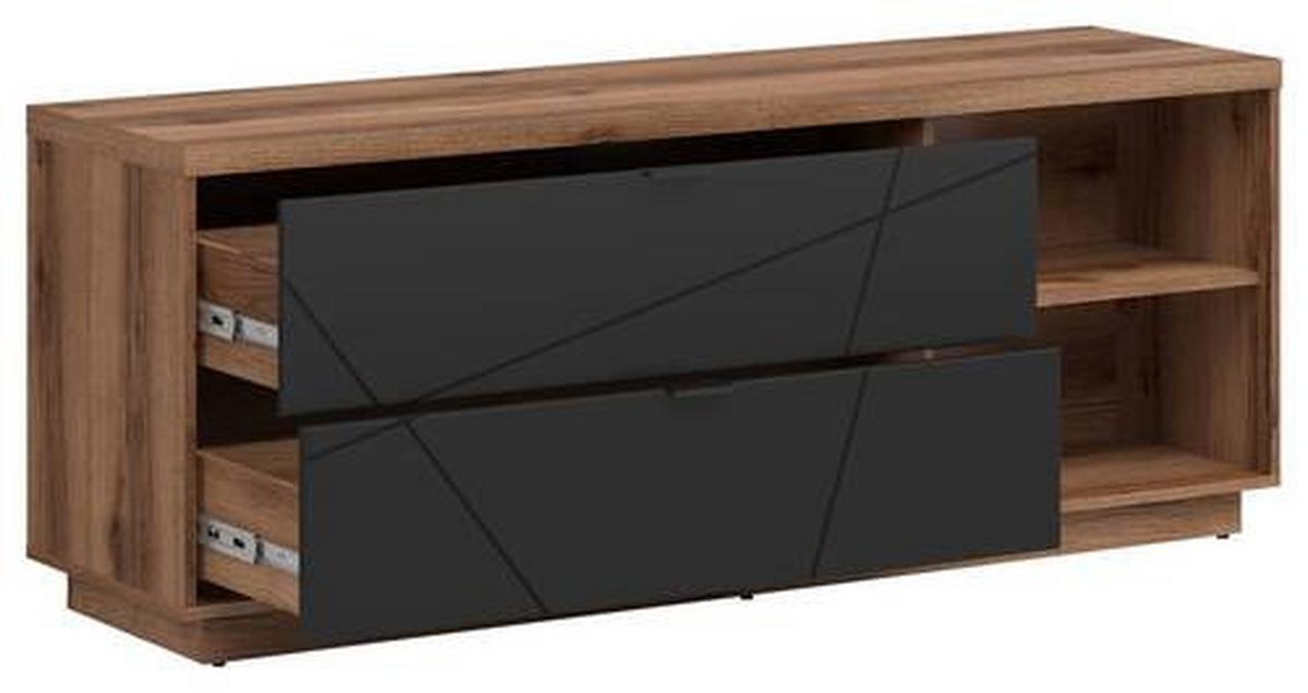 Lowboard Forn Tv Stand - Eichefarben/Schwarz, Design, Holzwerkstoff (156/61/42,5cm)