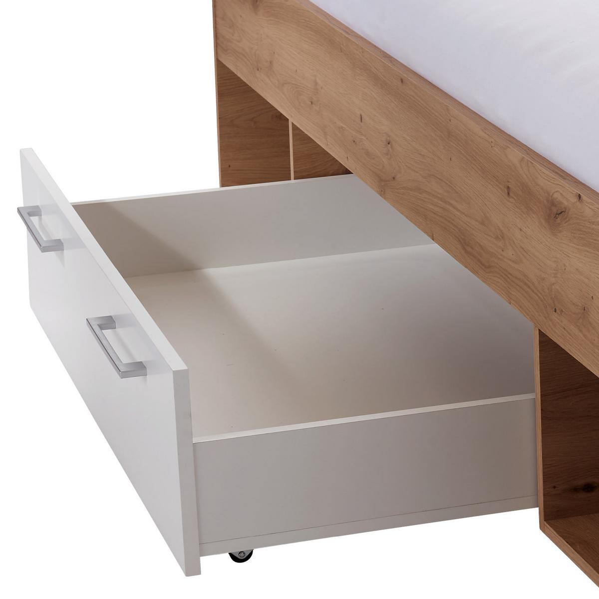 Ágykeret Box 90/200 Cm - grafitszürke/tölgyfa színű, Modern, faalapú anyag (90/200cm) - Ondega