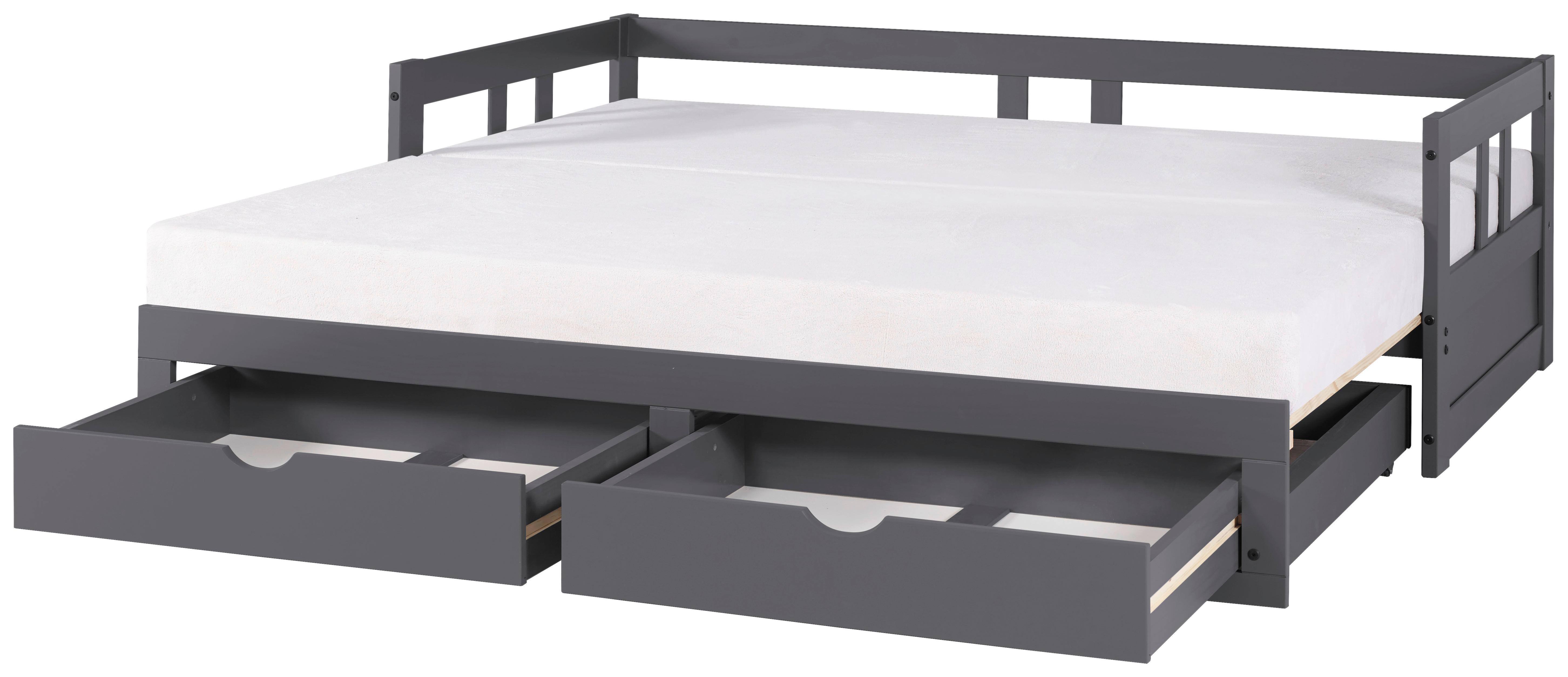 Ausziehbett Lattenrost / Stauraum 90x200 cm Livio - Anthrazit/Naturfarben, ROMANTIK / LANDHAUS, Holz/Holzwerkstoff (90/200cm) - MID.YOU